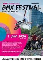 SAVE THE DATE! Als Warm-up für die EUROBIKE 2024 schmeißen wir am 01. Juni eine dicke BMX-Party im Frankfurter Hafenpark. Hier erfährst du mehr.
