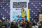 John John Florence celebrating his World Title Victory during prizegiving of the Rip Curl Pro Portugal.