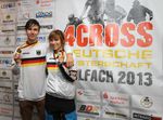 Die Deutschen Meister im Four Cross: Benedikt Last und Laura Brethauer