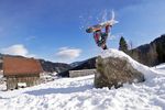 G69 DIY snowpark Afritz am See (AUT) - Patrick Rauter with a flip out of a rock - Martin Jakl