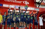 Movistar feiert den Sieg des Eröffnungszeitfahrens der Vuelta a Espana 2014. (Foto: Sirotti)