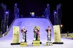Winner Snowboard Women: 1st XY, 2nd XY, 3rd XY at the Big Air Festival Chur FIS Freeski and Snowboard World Cup, Switzerland on October 23, 2021.