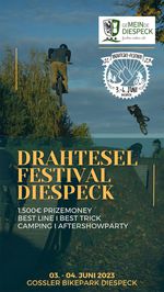 Die Gemeinde Diespeck und CT BMX Freestyle laden vom 03.–04. Juni 2023 zum Drahteselfestival auf dem Gossler Bikepark ein. Hier erfährst du mehr.