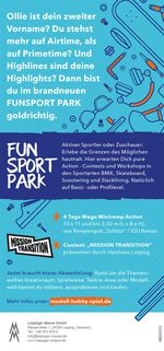 Unter dem Motto "Mission Transition" trumpft die Leipziger Messe Modell-Hobby-Spiel vom 3.-6.10. 2019 mit einem Funsportpark auf.
