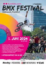SAVE THE DATE! Als Warm-up für die EUROBIKE 2024 schmeißen wir am 01. Juni eine dicke BMX-Party im Frankfurter Hafenpark. Hier erfährst du mehr.