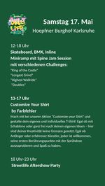Im Rahmen des Hoepfner Street Life Festivals in Karlsruhe findet unter anderem ein BMX-Contest auf einer Minirampe mit Spine statt.