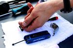 Shimano R785 hydraulic disc brake, fluid syringe, pic: Timothy John, ©Factory Media