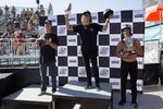 Dennis Enarson (Mitte) gewinnt den Vans BMX Pro Cup 2018 in Huntington Beach vor Alex Hiam (links) und Larry Edgar