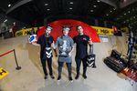 Die Gewinner des Mash X Ex&Hop Minirampencontests 2016 auf der ISPO in München (v.l.n.r.): Larry Edgar (2.), Mark Webb (1.) und Kostya Andreev (3.)